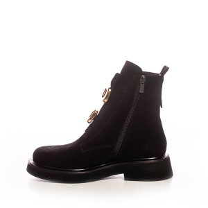 Botine de Iarnă Dama, Negre cu Accesorii Aurii Chic