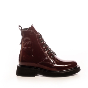 Ghete Dama Tip Bocanc, Piele Bordeaux Lacuita - Stil si Confort!