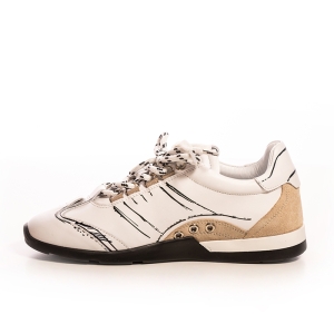 Adidași Fashion VOETTI Damă - Piele, Alb cu Detalii Bej