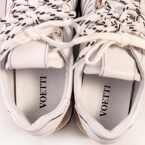 Adidași Fashion VOETTI Damă - Piele, Alb cu Detalii Bej