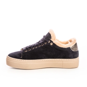 Sneakers Dama Iarna Piele Suede Albastru Navy cu Blana