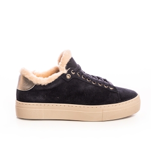 Sneakers Dama Iarna Piele Suede Albastru Navy cu Blana