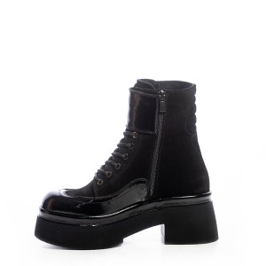 Ghete Dama Piele Întoarsă Neagră cu Platformă - Eleganță Rebelă