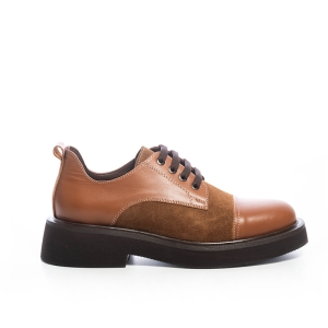 Pantofi Oxford Damă Piele Naturală Maro-Coniac VOETTI