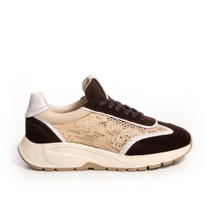 Adidași damă piele maro dantelă