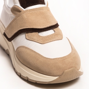 Sneakers Beige Damă - Piele Naturală