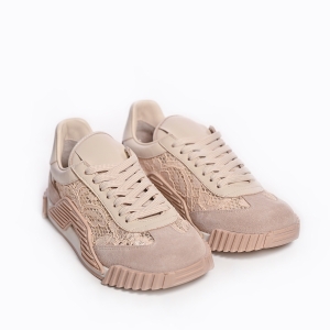 Adidași damă bej, piele și dantelă - Eleganță și confort!