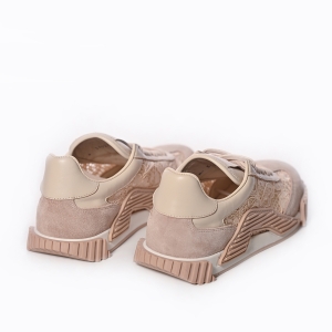 Adidași damă bej, piele și dantelă - Eleganță și confort!