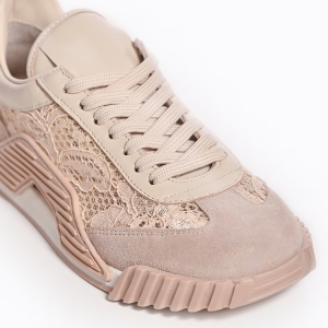 Adidași damă bej, piele și dantelă - Eleganță și confort!
