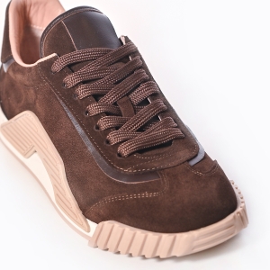 Descoperă eleganța: Sneakers maro din piele întoarsă - Confort & Stil!