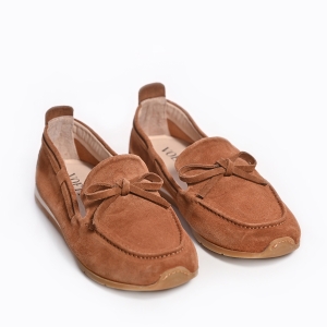 Mocasini Damă Piele Întoarsă Maro - Eleganță și Confort!