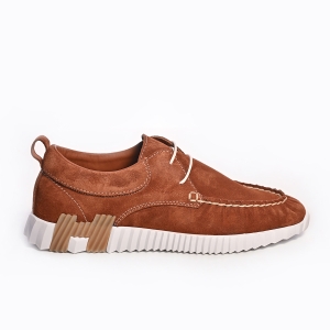 Pantofi Barbatesti Casual din Piele Intoarsa Maro Moderni