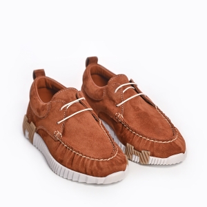 Pantofi Barbatesti Casual din Piele Intoarsa Maro Moderni