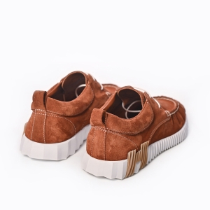 Pantofi Barbatesti Casual din Piele Intoarsa Maro Moderni