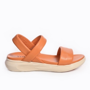 Stylish Leather Flatform Sandals Orange