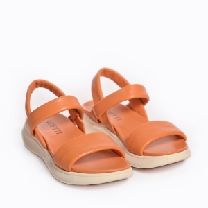 Stylish Leather Flatform Sandals Orange