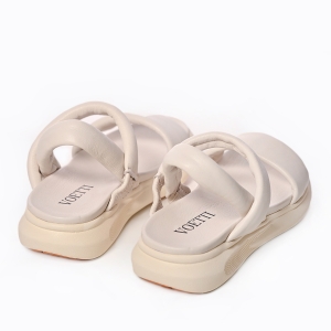 Sandale Damă Trendy - Voetti, Piele Naturală Crem