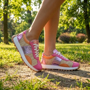 Adidași Dama Piele Roz-Portocaliu - Eleganță și confort la fiecare pas!
