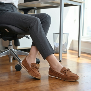 Mocasini Damă Piele Întoarsă Maro - Eleganță și Confort!