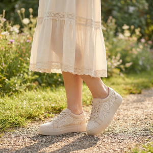 Adidași Dama Dantelă Beige - Eleganță Lejeră!