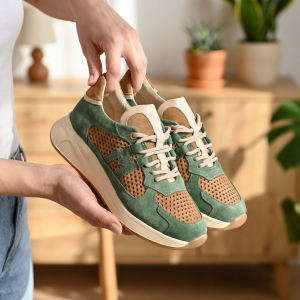 Adidași Verzi Piele Întoarsă Damă