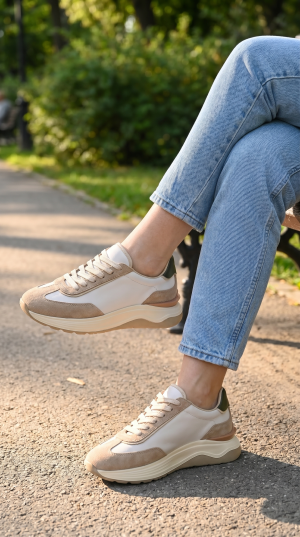 Adidași Damă Piele & Suede Bej - Eleganță și Confort!