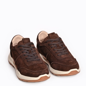 Adidași bărbați maro piele întoarsă casual confortabili
