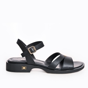Sandale Negre Damă cu Barete, Platformă Joasă, Casual Chic