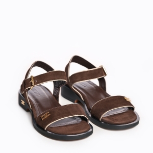 Sandale Damă Maro cu Barete, Platformă Joasă Casual Chic