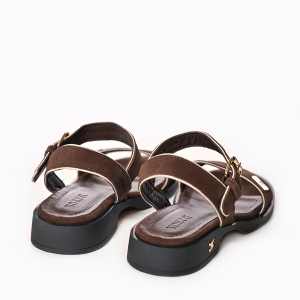 Sandale Damă Maro cu Barete, Platformă Joasă Casual Chic
