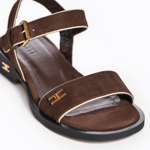 Sandale Damă Maro cu Barete, Platformă Joasă Casual Chic
