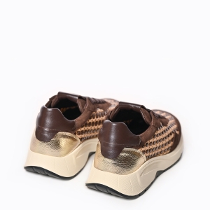 Adidași Damă Maro Eleganți Textură Împletită Auriu Casual