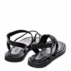 Sandale Dama VOETTI Piele Naturală Negre, Vârf Pătrat