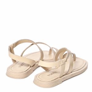 VOETTI Sandale Dama Piele Naturală Bej Vârf Pătrat Elegante
