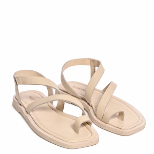 VOETTI Sandale Dama Piele Naturală Bej Vârf Pătrat Elegante