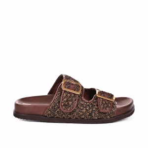 Sandale Maro Femei din Rafie cu Catarame Ajustabile, Confortabile