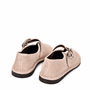 Mocasini Dama Piele Întoarsă Bej cu Cataramă - Stil Modern, Eleganță și Confort!