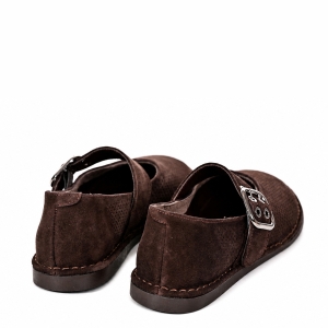 Mocasini Dama Piele Întoarsă Maro cu Cataramă - Stil Casual, Eleganță și Confort!