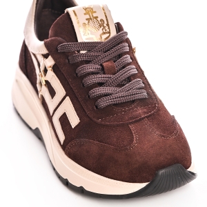 Adidași Maro Piele Întoarsă Bej Talpă Groasă Stil Casual Confort