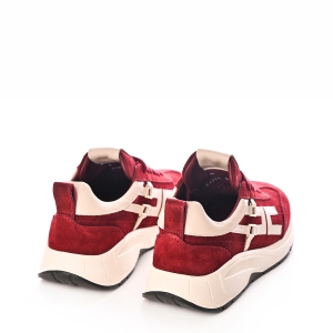 Adidași Dama Bordeaux Piele Întoarsă Talpă Groasă Bej Confort