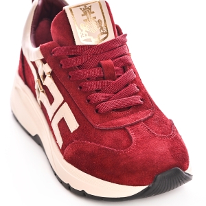 Adidași Dama Bordeaux Piele Întoarsă Talpă Groasă Bej Confort