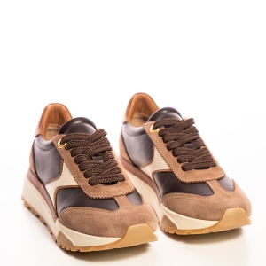 Adidași Femei Piele Naturală Maro Bej Casual Confort