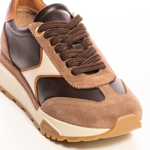 Adidași Femei Piele Naturală Maro Bej Casual Confort