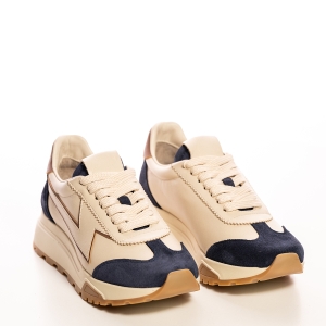 Adidași Femei Piele Crem Bleumarin Stil Urban Confortabil