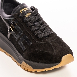 Adidași Femei Negri Piele Întoarsă Talpă Robustă