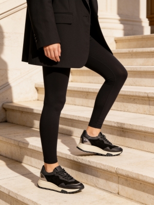 Adidași Femei Negri Piele & Piele Întoarsă, Stil Urban