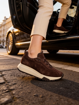 Adidași Femei Maro Piele Întoarsă Stil Casual Confortabil