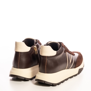 Adidași Femei Maro Piele și Piele Întoarsă Casual Confortabili