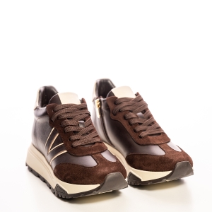 Adidași Femei Maro Piele și Piele Întoarsă Casual Confortabili