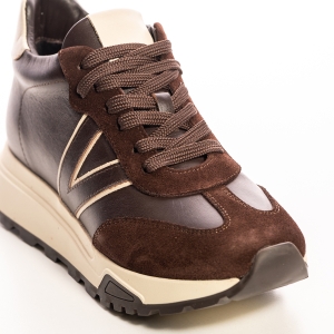 Adidași Femei Maro Piele și Piele Întoarsă Casual Confortabili
